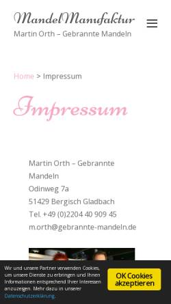 Vorschau der mobilen Webseite www.gebrannte-mandeln.de, Orth und Pilatzki GbR
