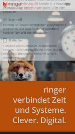 Vorschau der mobilen Webseite www.ringer.de, Ringer Zeiterfassung