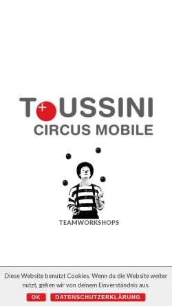 Vorschau der mobilen Webseite www.teamworkshops.info, Toussini Circus Mobile