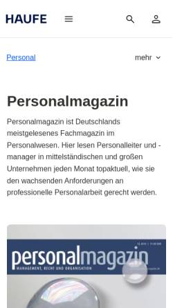 Vorschau der mobilen Webseite www.haufe.de, Personalmagazin