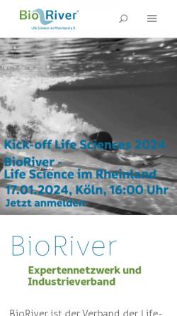 Vorschau der mobilen Webseite www.bioriver.de, BioRiver - Life Science im Rheinland e.V.