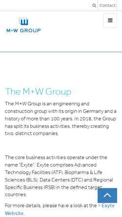 Vorschau der mobilen Webseite www.mwgroup.net, M+W Central Europe GmbH