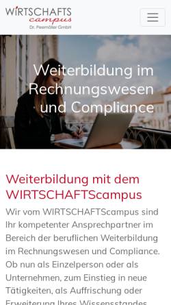 Vorschau der mobilen Webseite www.wirtschaftscampus.de, Wirtschaftscampus Dr. Peemöller GmbH