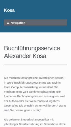 Vorschau der mobilen Webseite www.kosa-buchfuehrungsservice.de, Buchführungsservice Alexander Kosa