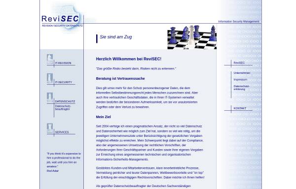 Vorschau von www.revisec-datenschutz.de, ReviSec - Dipl.-Volksw. Bernd Kamlah