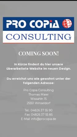 Vorschau der mobilen Webseite www.procopia.de, Pro Copia Consulting Thomas Maier