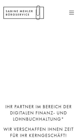 Vorschau der mobilen Webseite www.bueroservice-mehler.de, Buchhaltungs- und Bürosservice Sabine Mehler