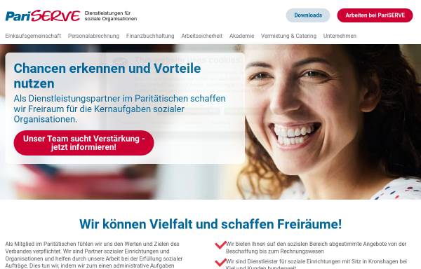 Vorschau von pariserve.de, PariSERVE Dienstleistungen für soziale Organisationen GmbH