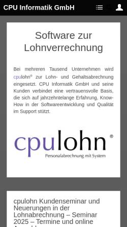 Vorschau der mobilen Webseite www.cpu-informatik.at, CPU Informatik GmbH