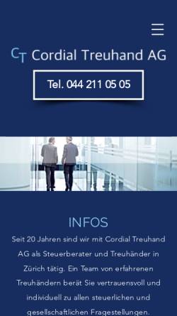 Vorschau der mobilen Webseite www.cordial.ch, Cordial Treuhand AG