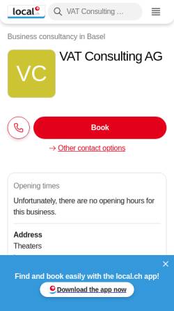 Vorschau der mobilen Webseite yellow.local.ch, VAT Consulting AG