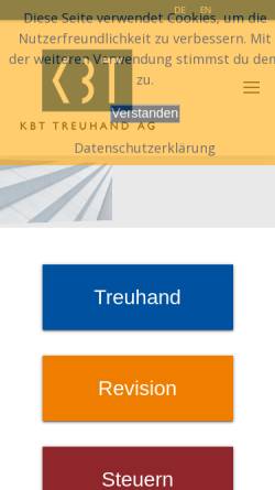 Vorschau der mobilen Webseite www.kbt.ch, KBT Treuhand AG