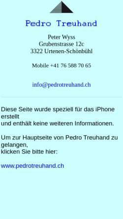 Vorschau der mobilen Webseite www.pedrotreuhand.ch, Pedro Treuhand, Inh. Peter Wyss