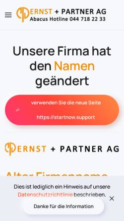 Vorschau der mobilen Webseite www.ernst-partner.ch, Ernst und Partner AG
