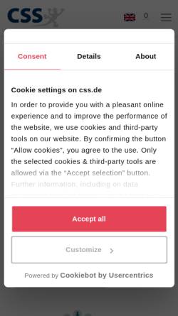 Vorschau der mobilen Webseite www.css.de, CSS GmbH