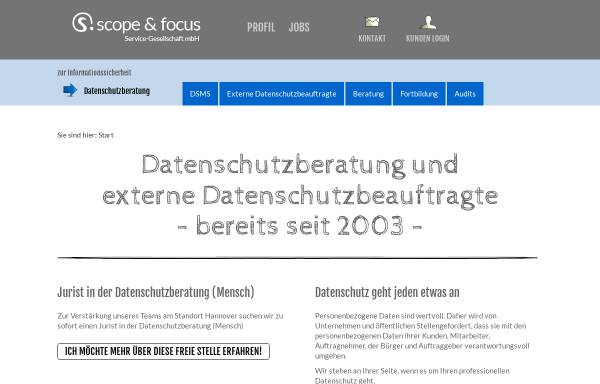 Vorschau von www.scope-and-focus.com, scope & focus Service-Gesellschaft mbH