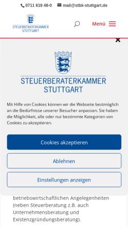 Vorschau der mobilen Webseite www.stbk-stuttgart.de, Steuerberaterkammer Stuttgart K.d.ö.R.