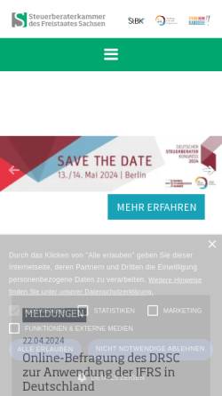 Vorschau der mobilen Webseite www.sbk-sachsen.de, Steuerberaterkammer des Freistaates Sachsen K.d.ö.R.