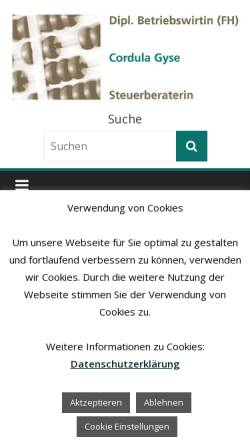 Vorschau der mobilen Webseite www.gyse.de, Steuerbüro Cordula Gyse