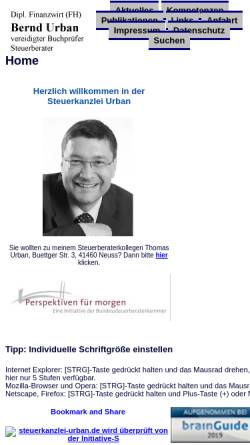 Vorschau der mobilen Webseite www.steuerkanzlei-urban.de, Steuerkanzlei Urban, Inh. Dipl.-Finanzwirt (FH) Bernd Urban