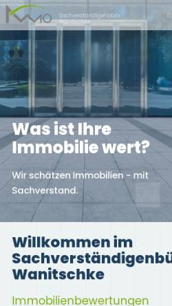 Vorschau der mobilen Webseite immobiliensachverstand.de, Sachverständigenbüro Wanitschke