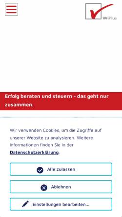 Vorschau der mobilen Webseite www.wiplus.de, WiPlus GmbH Steuerberatungsgesellschaft Treuhandgesellschaft