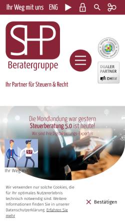 Vorschau der mobilen Webseite www.shp-beratergruppe.de, Scharf, Hafner und Partner mbB
