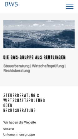 Vorschau der mobilen Webseite www.bwsgruppe.de, BWS Böttinger und Partner GmbH - Wirtschaftsprüfungsgesellschaft Steuerberatungsgesellschaft
