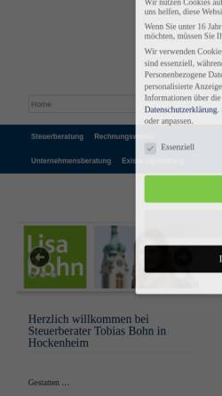 Vorschau der mobilen Webseite www.kanzlei-bohn.de, Tobias Bohn - Steuerberater