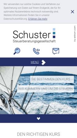 Vorschau der mobilen Webseite www.schuster-ulm.de, Schuster KG Steuerberatungsgesellschaft