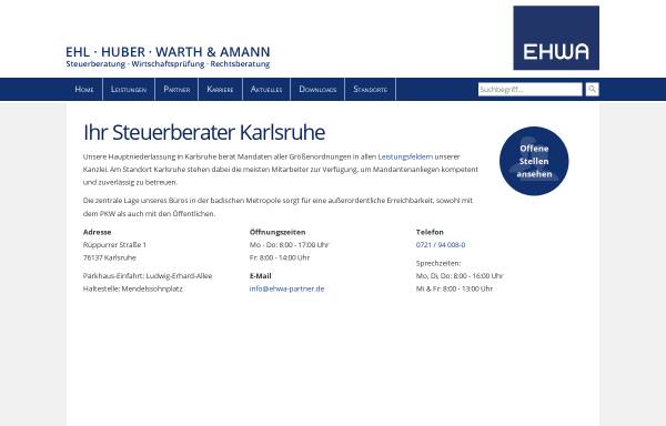 Vorschau von www.ehwa-partner.de, Ehl Huber Warth und Amann GbR