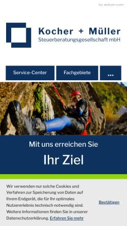 Vorschau der mobilen Webseite www.kocher-mueller.de, Kocher und Müller Steuerberatungsgesellschaft mbH