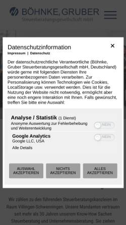 Vorschau der mobilen Webseite www.boehnke-gruber.de, Böhnke, Gruber Steuerberatungsgesellschaft mbH