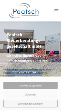 Vorschau der mobilen Webseite www.paatsch-steuerberatung.de, Paatsch Steuerberatungsgesellschaft mbH