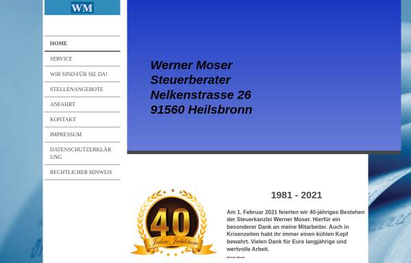 Vorschau von www.steuerkanzlei-moser.de, Steuerkanzlei Werner Moser