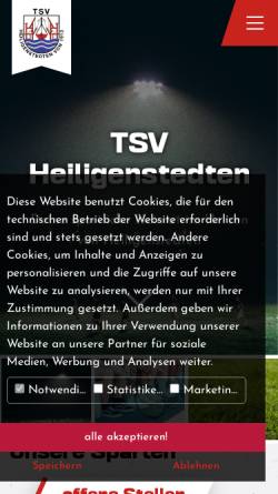 Vorschau der mobilen Webseite www.tsv-heiligenstedten.de, TSV Heiligenstedten von 1913 e.V.