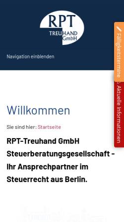 Vorschau der mobilen Webseite www.rpt-gmbh.de, RPT-Treuhand GmbH Steuerberatungsgesellschaft