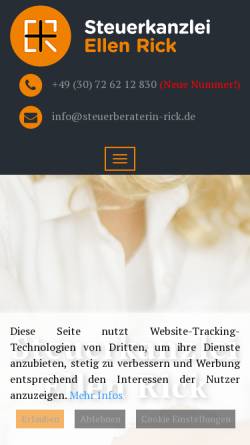 Vorschau der mobilen Webseite www.steuerberaterin-rick.de, Ellen Rick Steuerberaterin