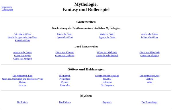 Vorschau von www.fantasy-und-rollenspiel.de, Mythologie, Fantasy und Rollenspiel