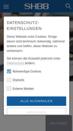 Vorschau der mobilen Webseite shbb.de, SHBB Steuerberatungsgesellschaft mbH