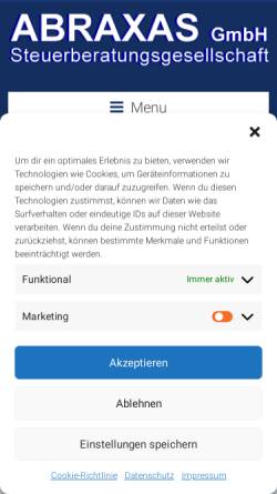 Vorschau der mobilen Webseite www.abraxas-steuerberatung.de, Abraxas GmbH Steuerberatungsgesellschaft