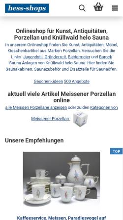 Vorschau der mobilen Webseite www.hess-shops.de, Auktionshaus Hess GbR