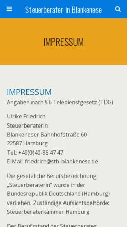 Vorschau der mobilen Webseite steuerberater-in-blankenese.de, Steuerberaterbüro Rolf Heitgres und Ulrike Friedrich