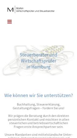 Vorschau der mobilen Webseite www.marten-hamburg.de, Marten Steuerberatungsgesellschaft mbH