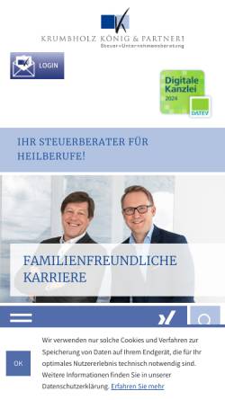 Vorschau der mobilen Webseite www.berater-heilberufe.de, Krumbholz König und Partner - Steuerberater