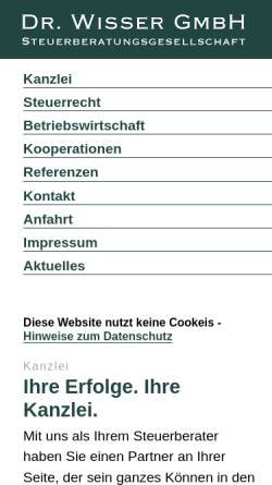 Vorschau der mobilen Webseite www.stb-wisser.de, Dr. Wisser GmbH Steuerberatungsgesellschaft