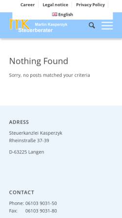 Vorschau der mobilen Webseite www.kasperzyk.de, Steuerberater Martin Kasperzyk