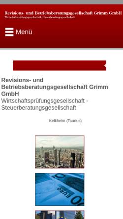Vorschau der mobilen Webseite www.rbg-grimm.de, RBG Revisions- und Betriebsgesellschaft GRIMM GmbH