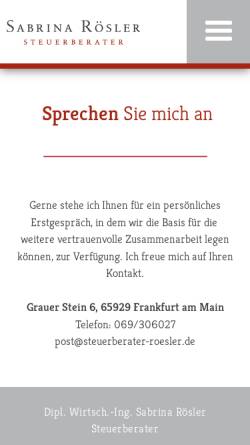Vorschau der mobilen Webseite steuerberater-roesler.de, Steuerberater Elmar Kramer