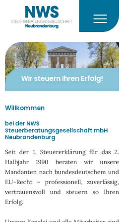 Vorschau der mobilen Webseite www.nws-nb.de, NWS Steuerberatungsgesellschaft mbH